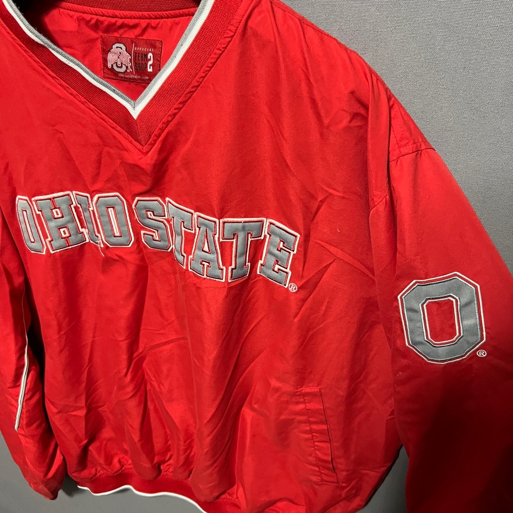 Ohio State Buckeyes Official Team Shop V-Neck Windshirt Pullover Red Mens XL - Picture 4 of 7